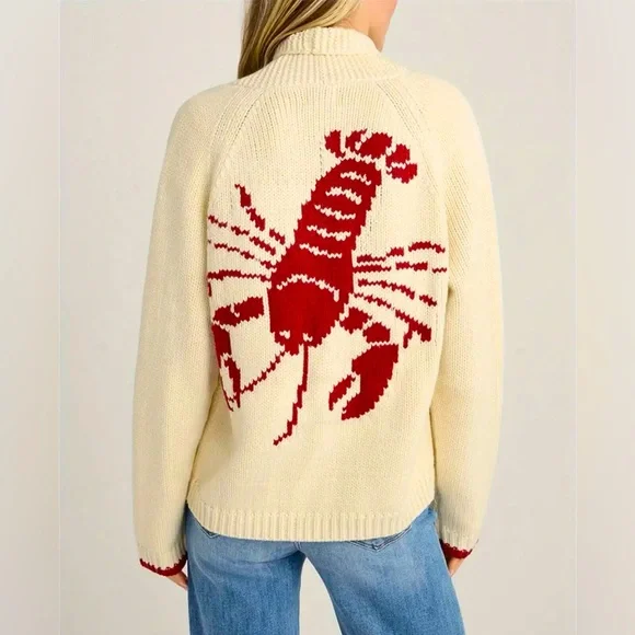 Lobster Design Cream Sweater-nwot - Picture 1 of 4